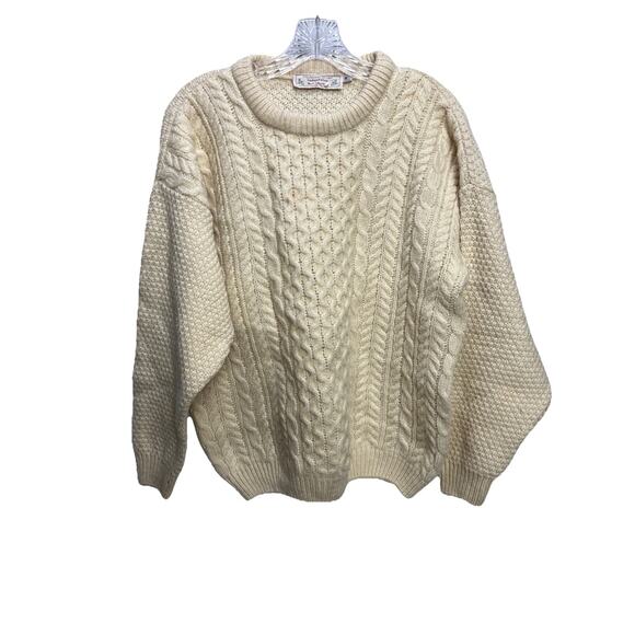 VTG Highland Home Industries Sweater Women’s Medium Fisherman 100% Wool Scotland - Picture 1 of 10